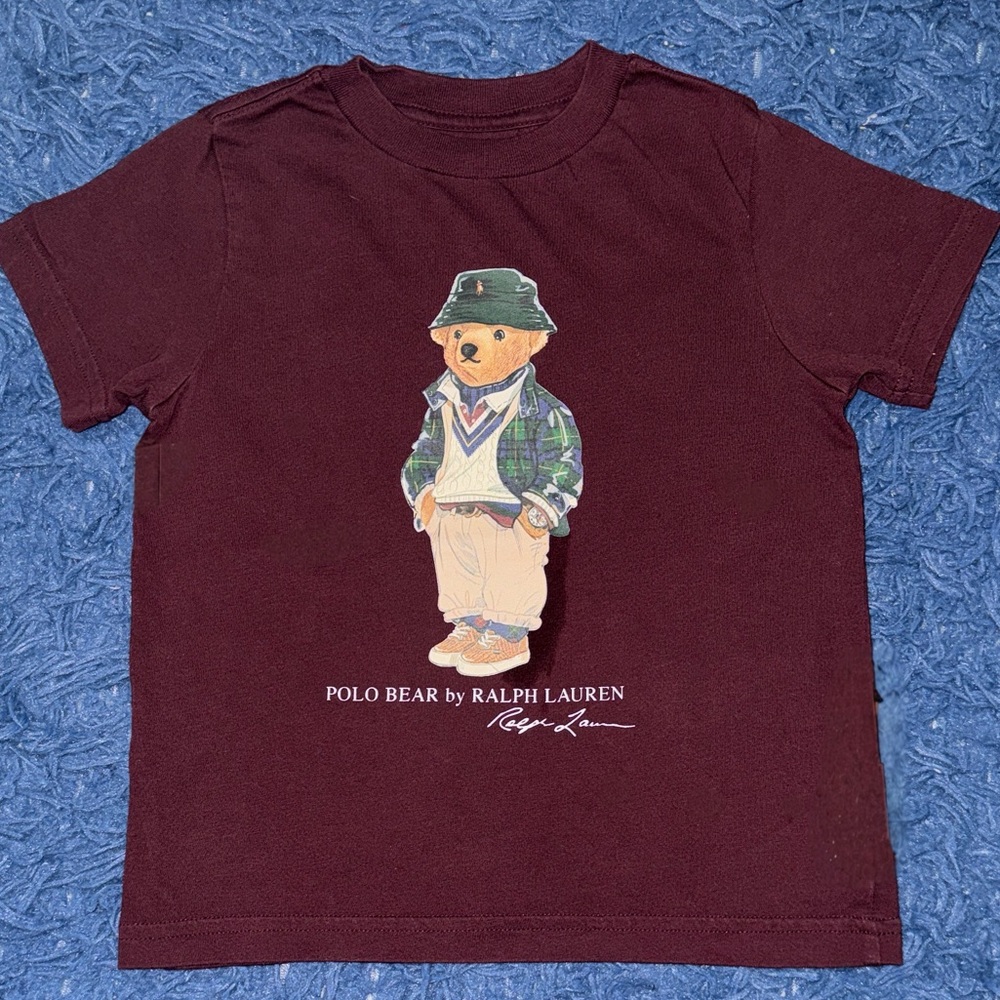 Ralph Lauren Kids Maroon Polo Bear T-Shirt
